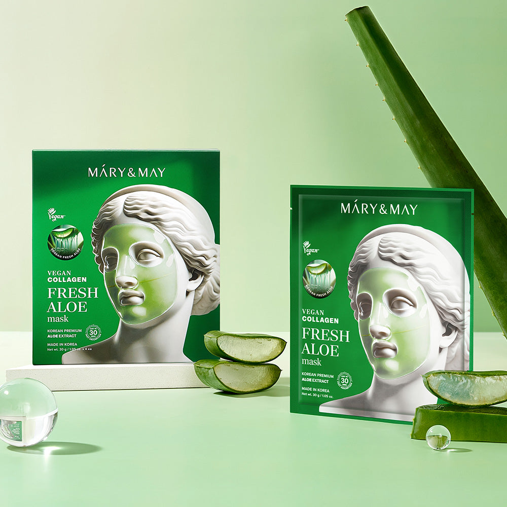 [Mary&amp;May] Mascarilla vegana de colágeno y aloe vera (30 g x4)