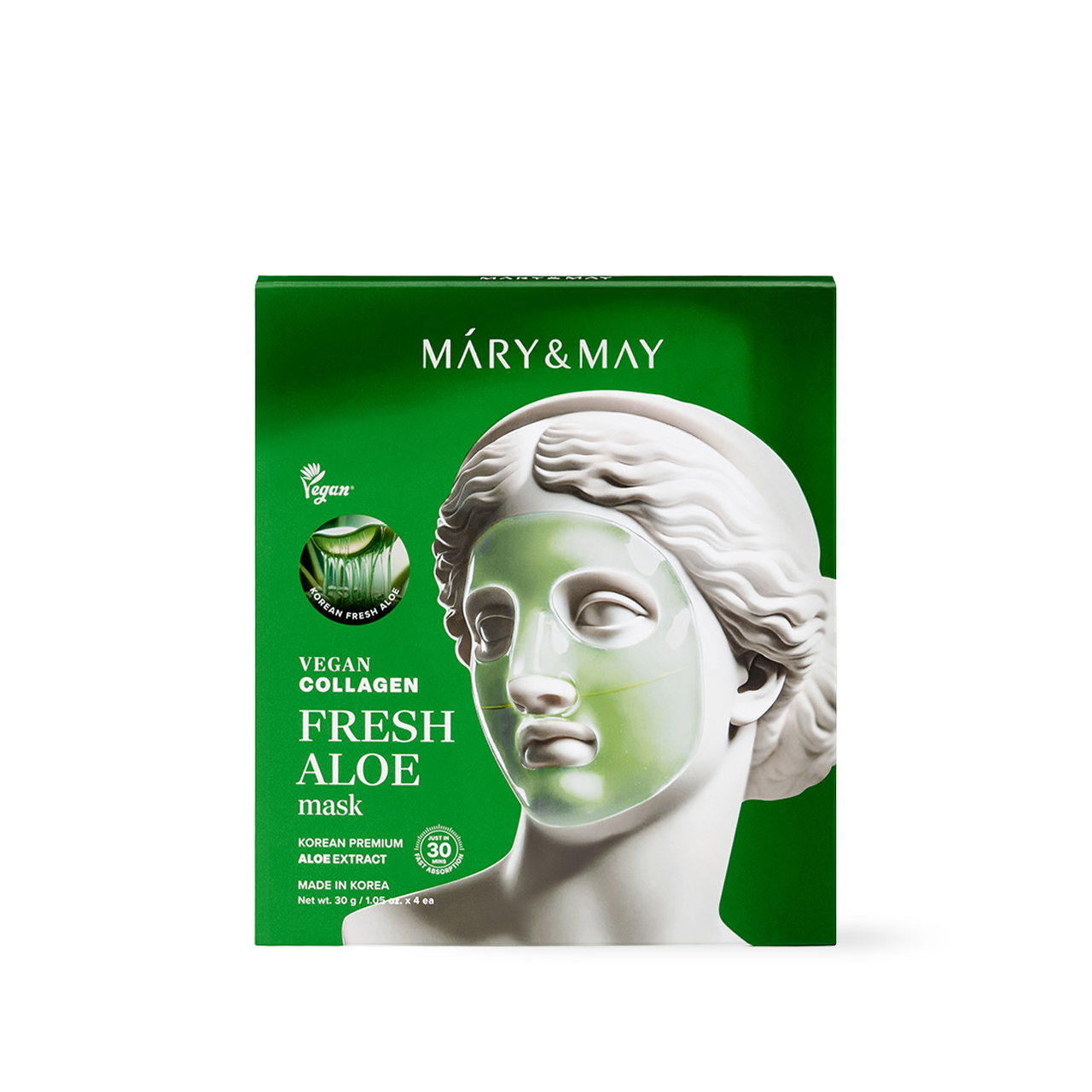 [Mary&amp;May] Mascarilla vegana de colágeno y aloe vera (30 g x4)