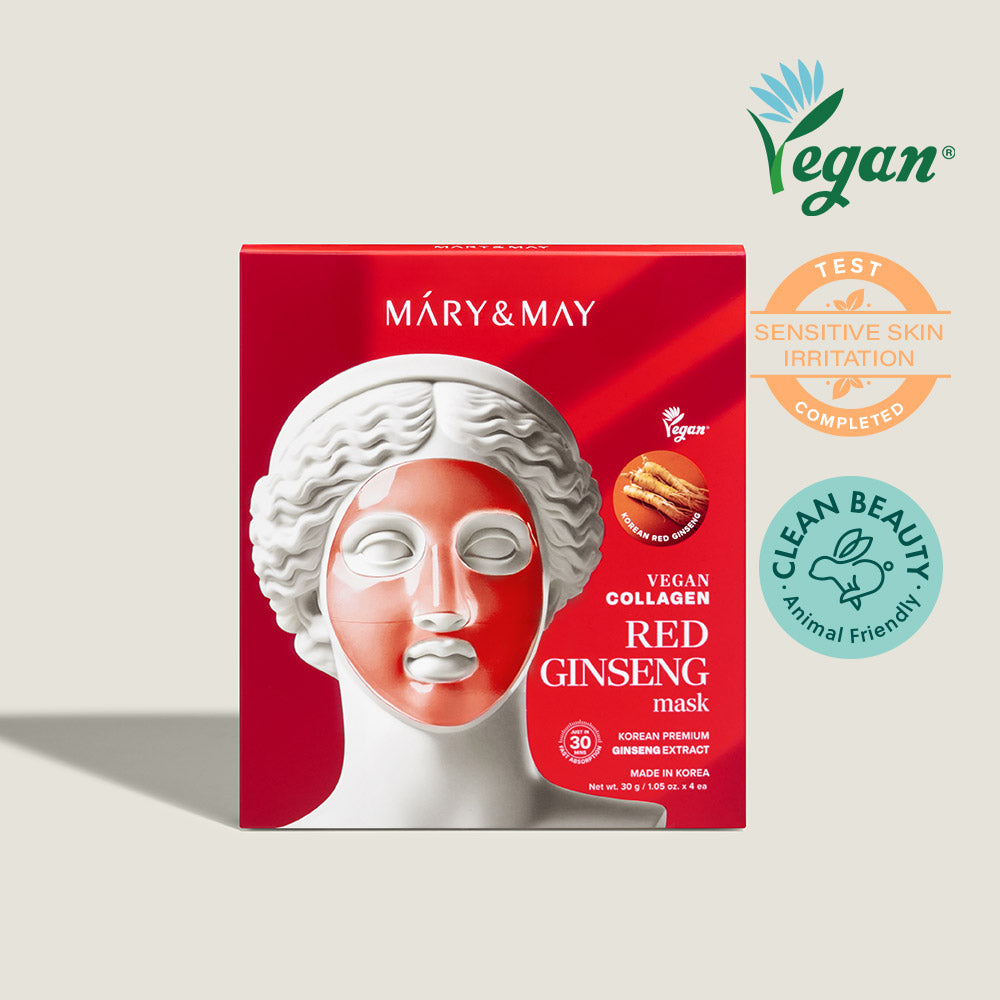 [Mary&amp;May] Mascarilla vegana de colágeno y ginseng rojo (30 g x4)