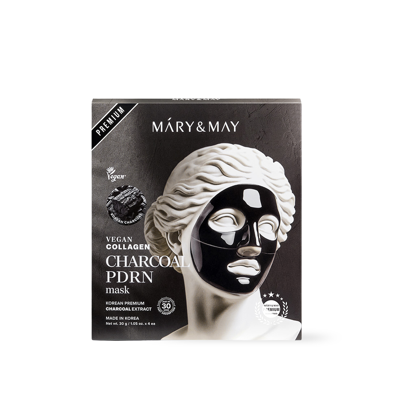 [Mary&amp;May] Mascarilla vegana de colágeno y carbón PDRN (30 g x4)