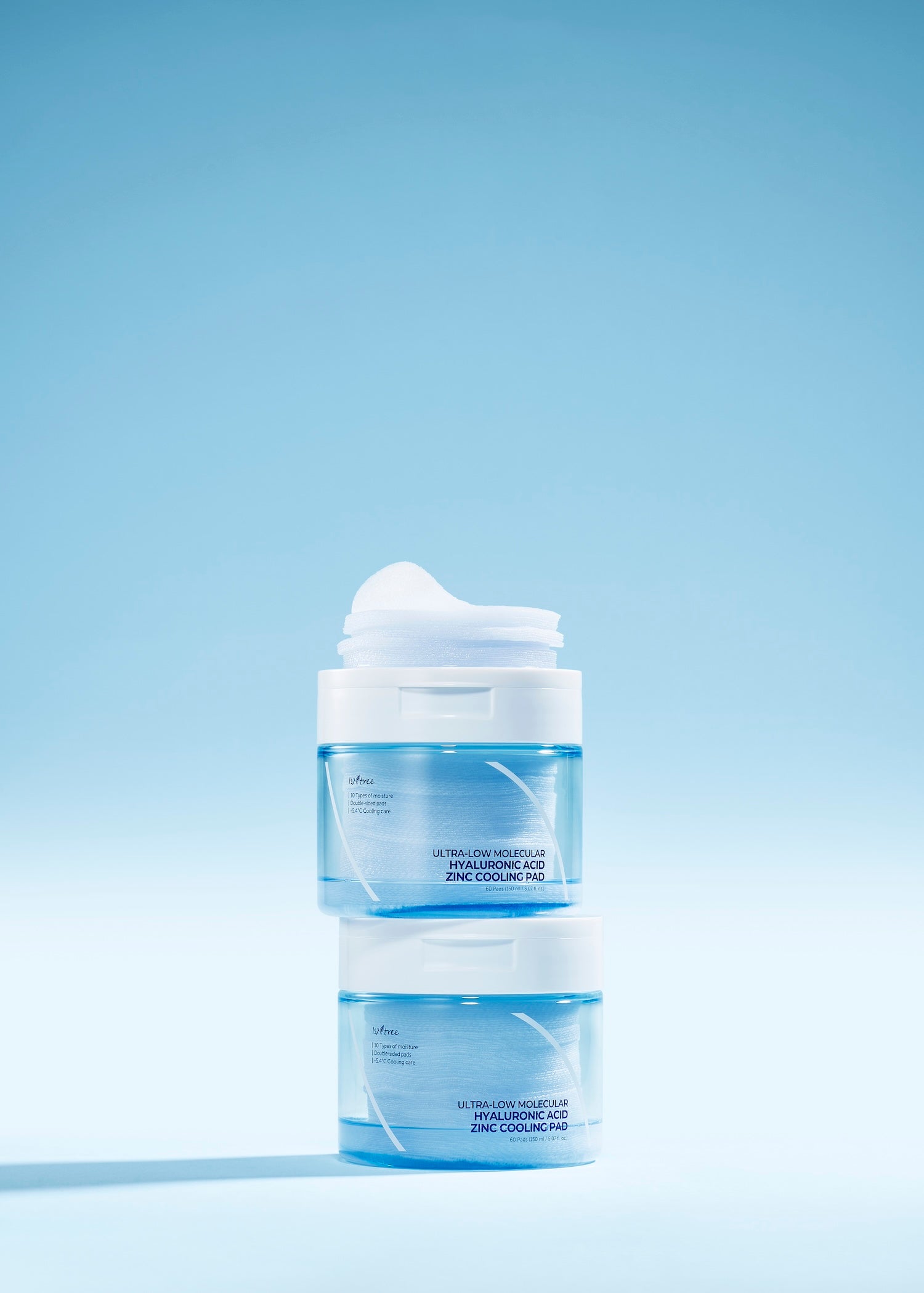 [Isntree] Almohadilla refrescante de zinc con ácido hialurónico de peso molecular ultrabajo, 150 ml, 60 unidades