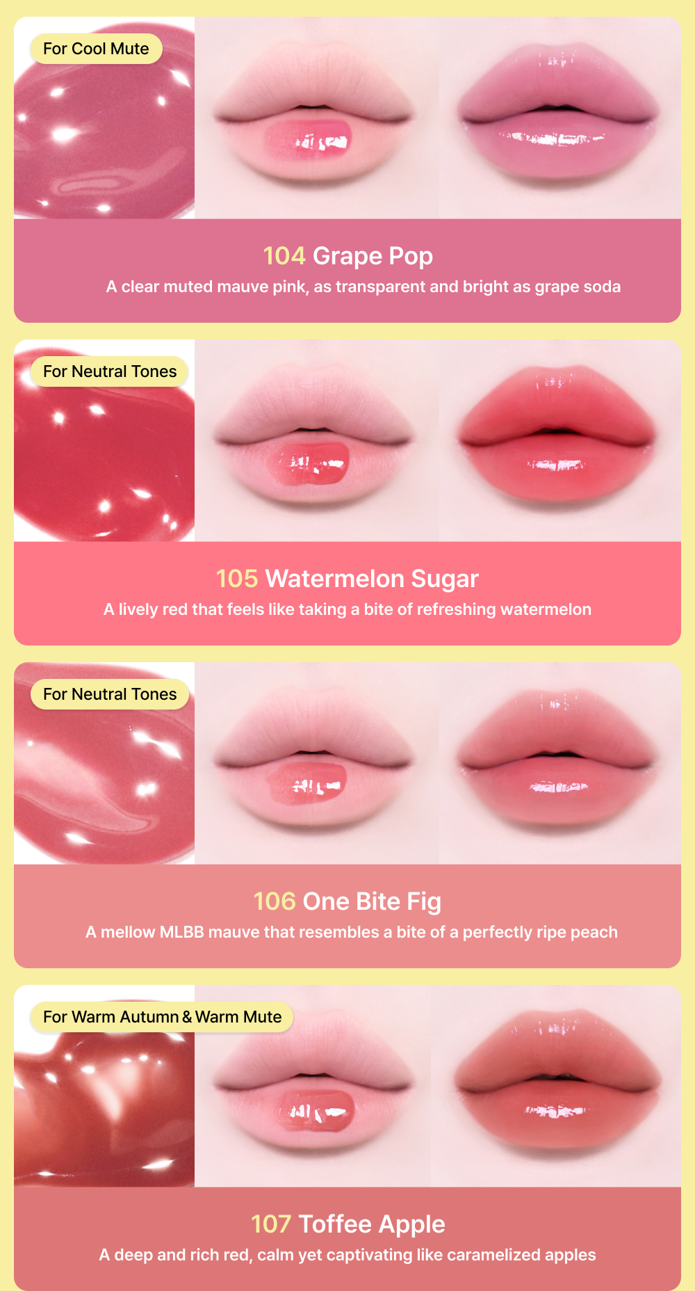 [Tiptoe] Glowit Sorbet Tint 4,5 ml - 12 colores