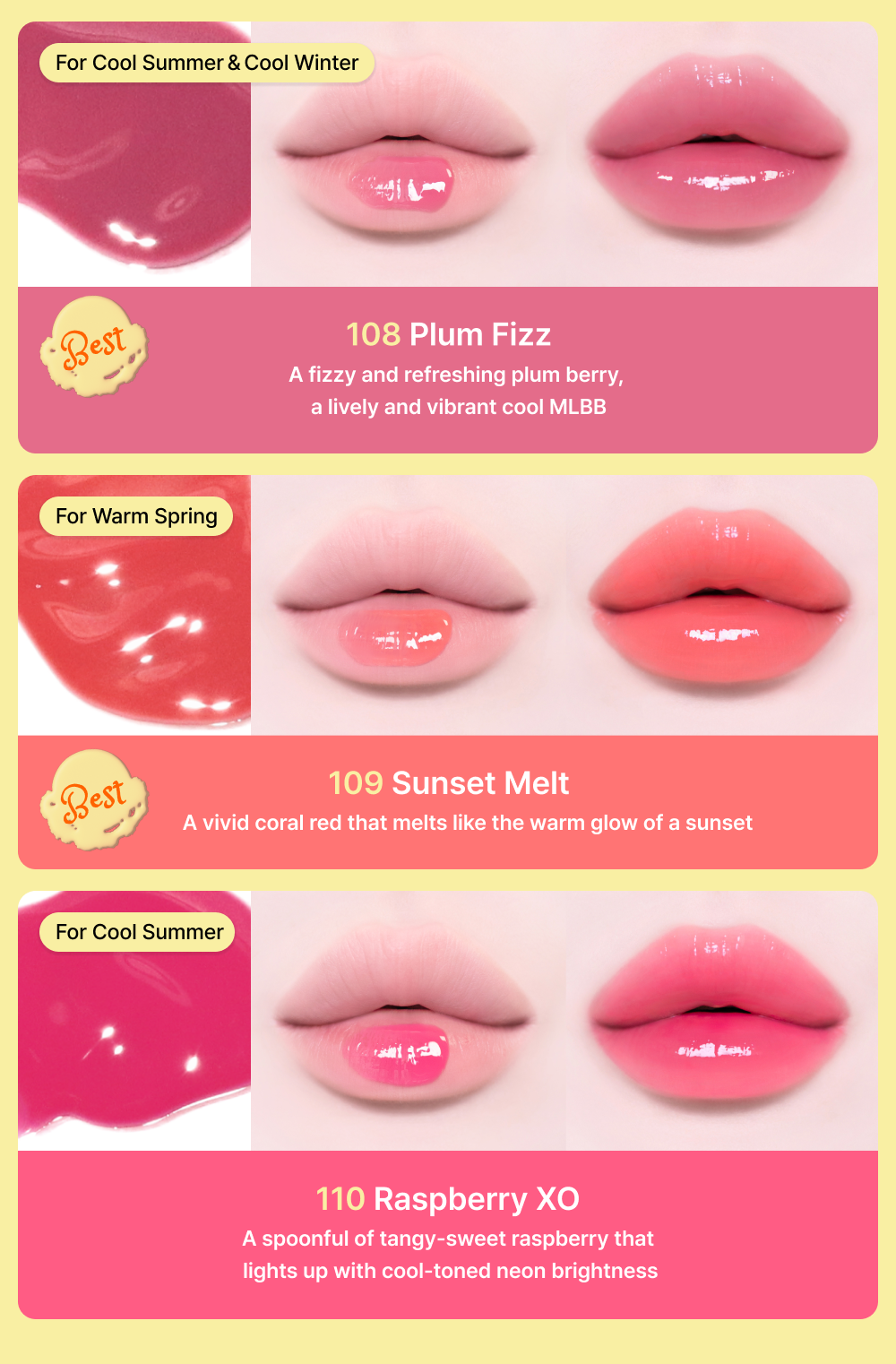 [Tiptoe] Glowit Sorbet Tint 4,5 ml - 12 colores